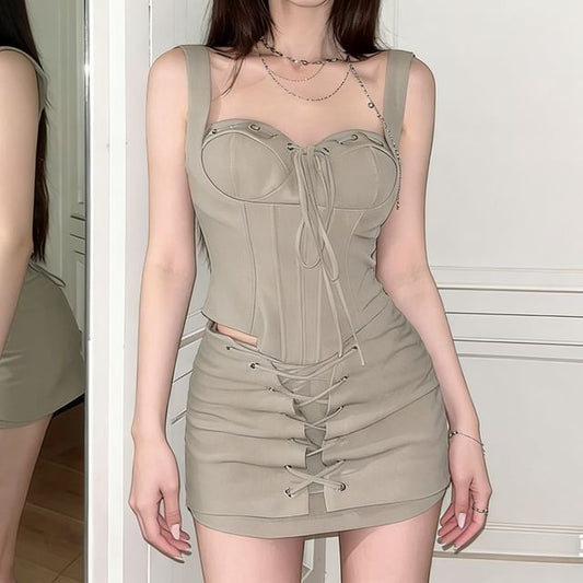Sweetheart Neck Bustier Top & Mini Pencil Skirt Set
