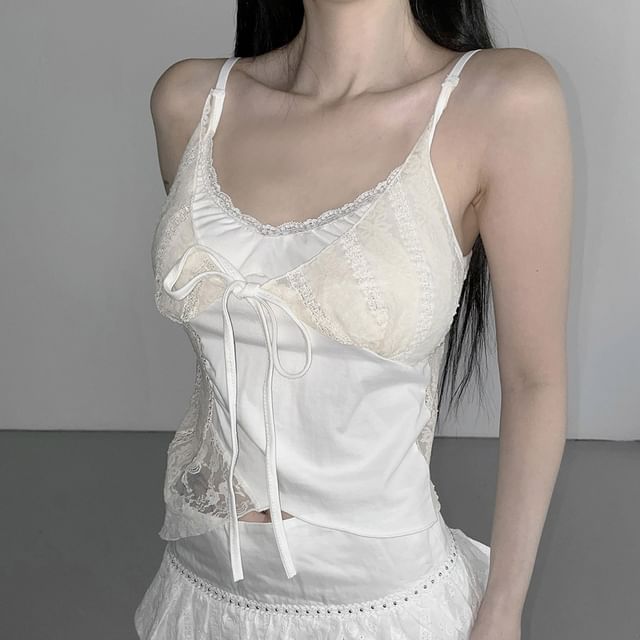Scoop Neck Lace Trim Spaghetti Strap Camisole