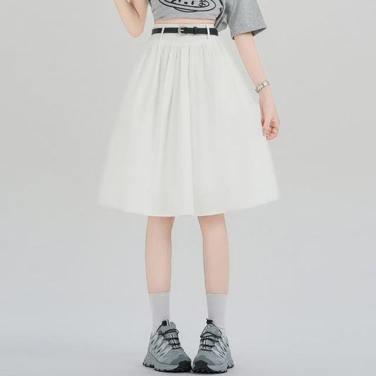 Plain High-Waisted A-Line Skirt