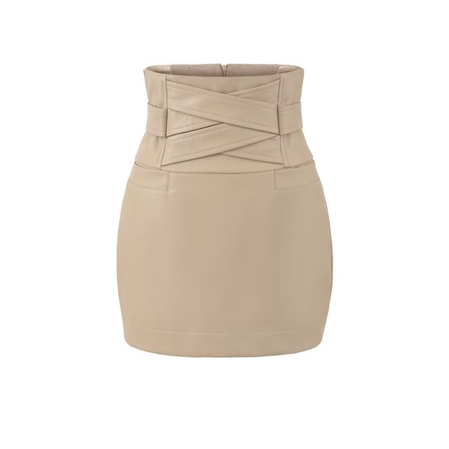 Faux Leather Mini Pencil High-Waisted Skirt