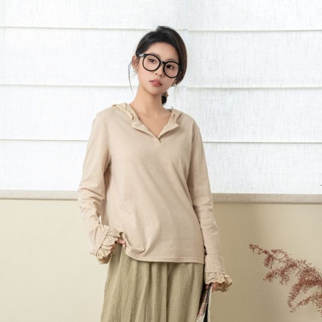 Lace Panel Hoodie