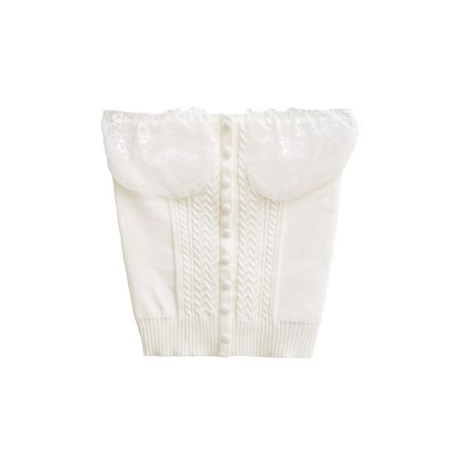 Lace Panel Cable Knit Crop Tube Top
