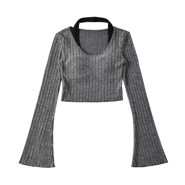 Padded Halter Crop Knit with Two-Piece Mock Design