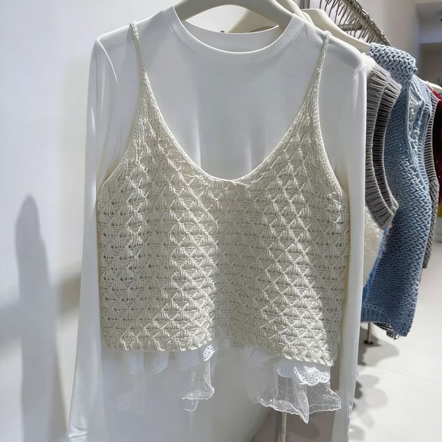 Plain Knit V-Neck Sleeveless Top