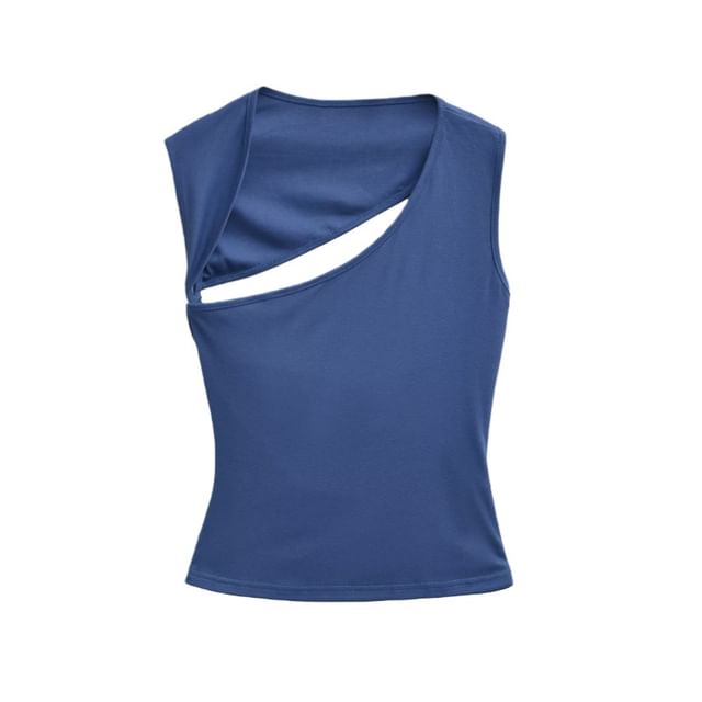 Cutout Back Slim Tank with Asymmetric Neckline