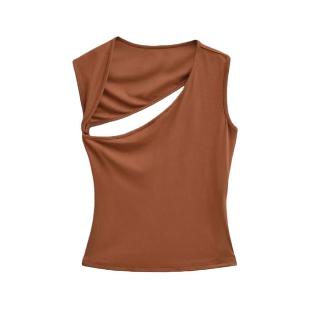 Cutout Back Slim Tank with Asymmetric Neckline