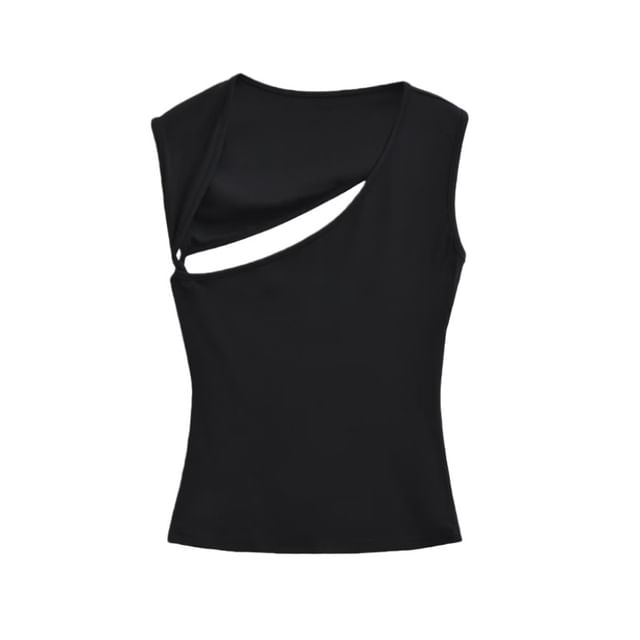 Cutout Back Slim Tank with Asymmetric Neckline