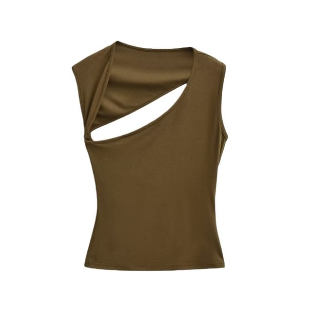 Cutout Back Slim Tank with Asymmetric Neckline