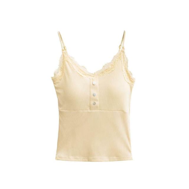 Spaghetti Strap V-Neck Lace Camisole