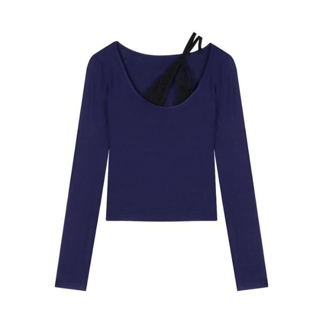 U-Neck Long Sleeve Solid T-Shirt