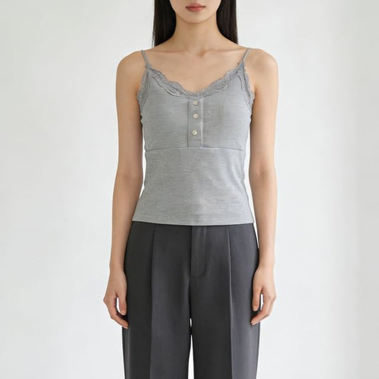 Spaghetti Strap V-Neck Lace Camisole