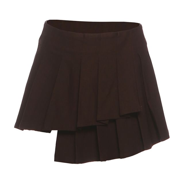 Halter Lace-Up Back Crop Top with Low Rise Pleated Skirt Set