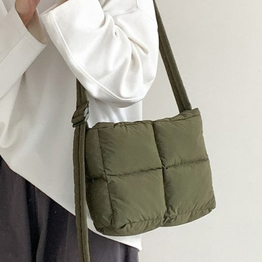Plain Quilted Puffy Crossbody Bag