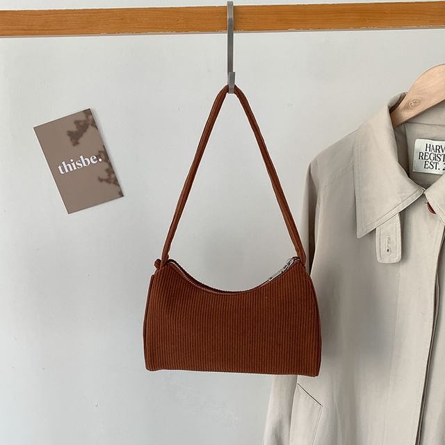 Plain Corduroy Shoulder Bag