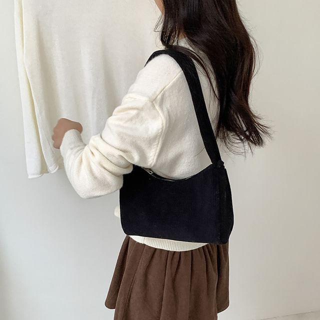 Plain Corduroy Shoulder Bag