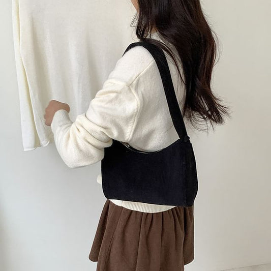 Plain Corduroy Shoulder Bag