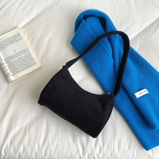 Plain Corduroy Shoulder Bag