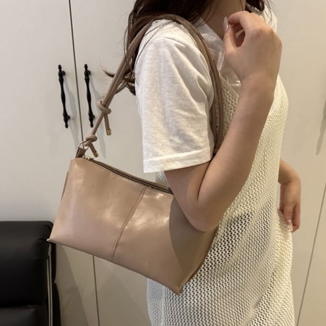 Knotted Strap Panel Shoulder Bag