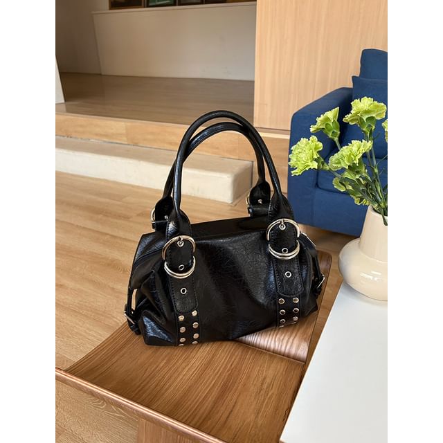 Studded Faux Leather Handbag