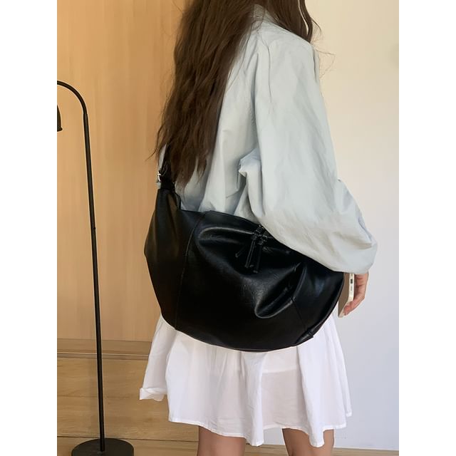 Faux Leather Slouchy Crossbody Bag