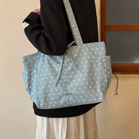 Polka Dot Canvas Tote Bag