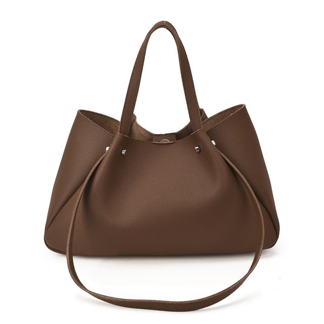 Tri Fold Faux Leather Tote Bag