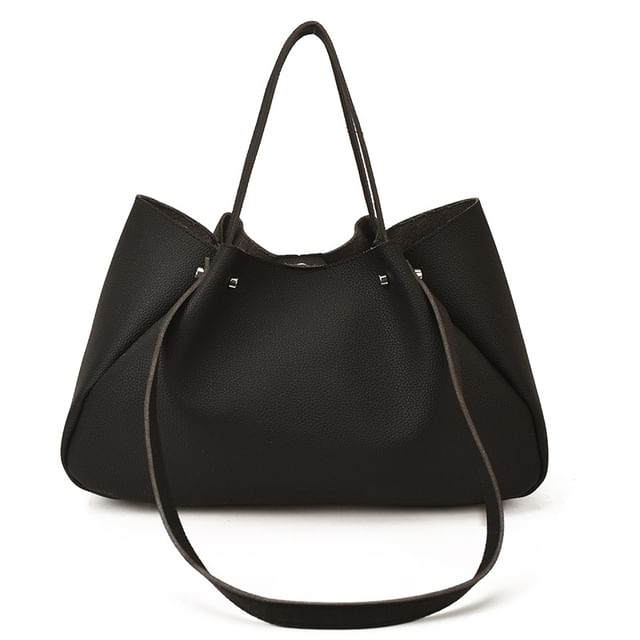 Tri Fold Faux Leather Tote Bag