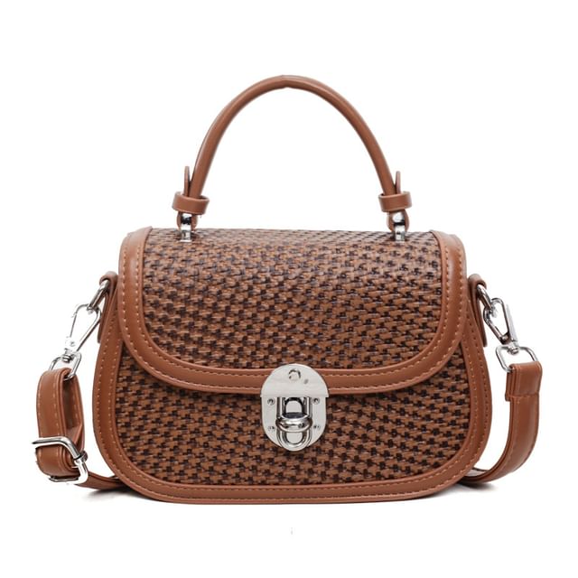 Houndstooth Faux Leather Crossbody Bag