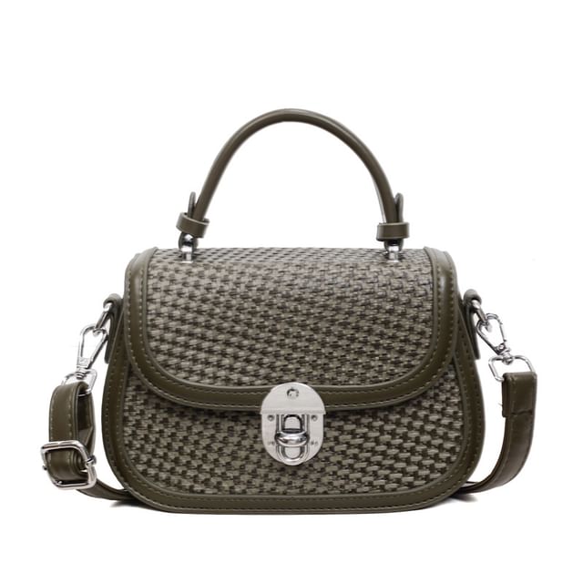 Houndstooth Faux Leather Crossbody Bag