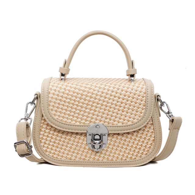 Houndstooth Faux Leather Crossbody Bag