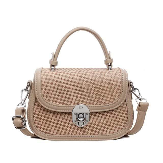 Houndstooth Faux Leather Crossbody Bag