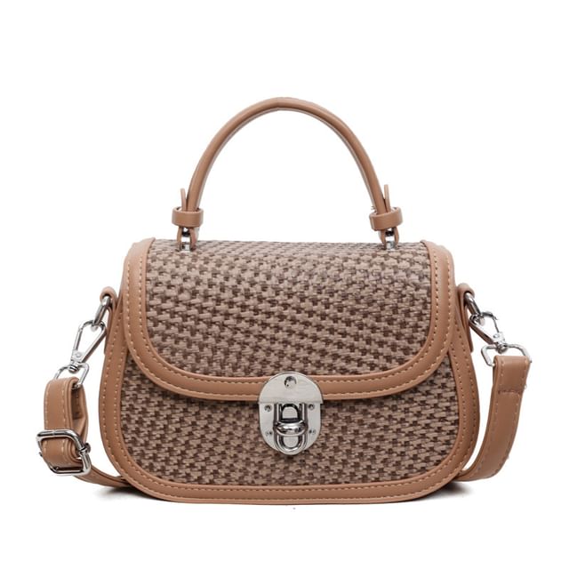 Houndstooth Faux Leather Crossbody Bag