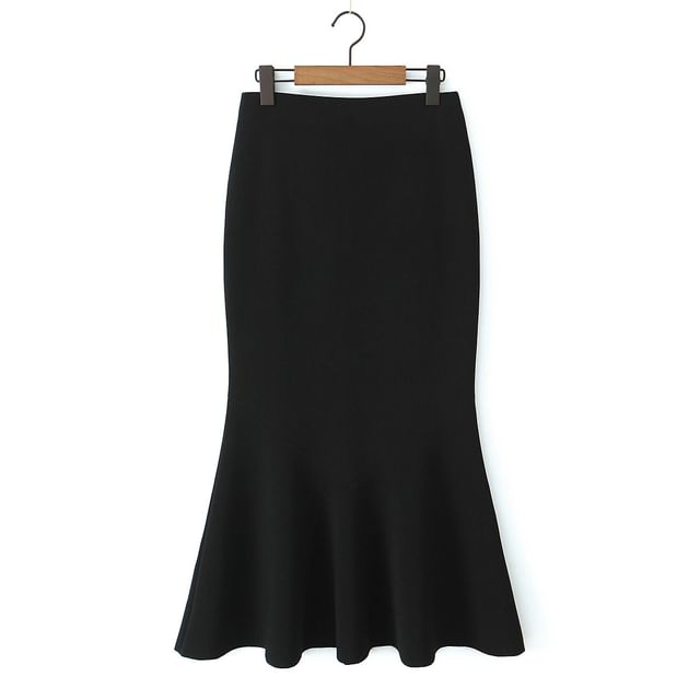 Maxi Mermaid Skirt - High-Waisted Plain