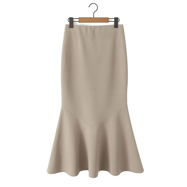 Maxi Mermaid Skirt - High-Waisted Plain