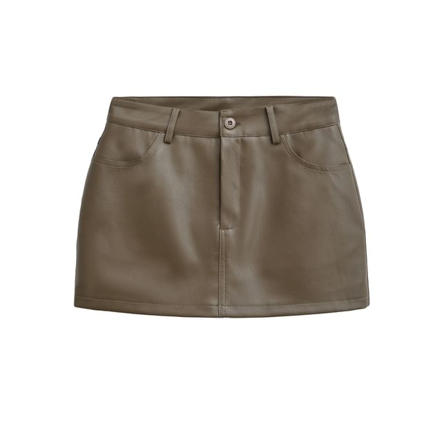 Faux Leather Mini Skirt - Low Waist