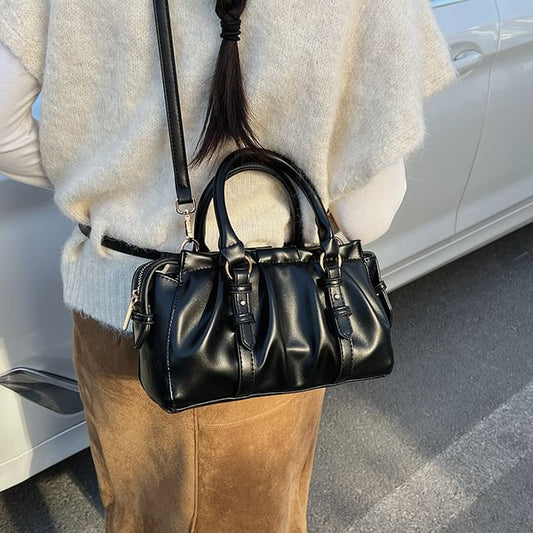 Top Handle Faux Leather Shoulder Bag
