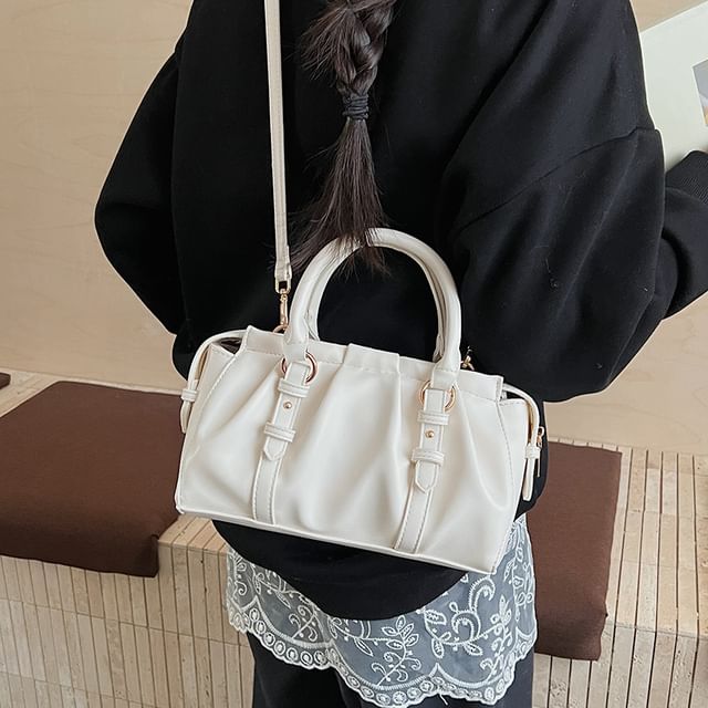 Top Handle Faux Leather Shoulder Bag