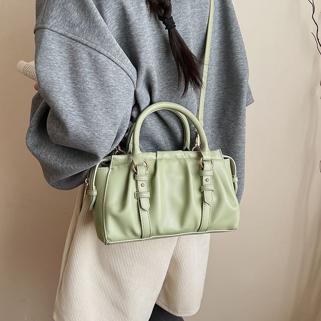 Top Handle Faux Leather Shoulder Bag