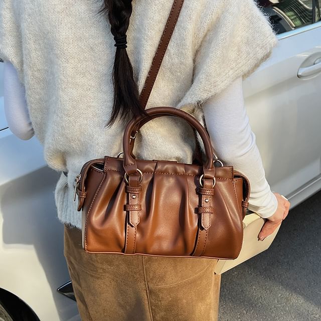 Top Handle Faux Leather Shoulder Bag