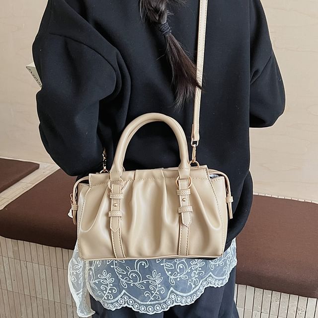 Top Handle Faux Leather Shoulder Bag