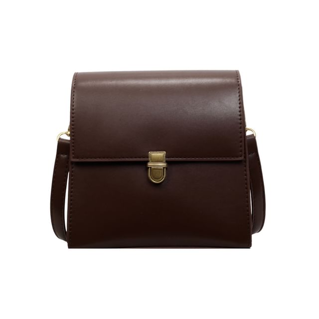 Plain Faux Leather Flap Crossbody Bag