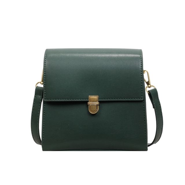 Plain Faux Leather Flap Crossbody Bag
