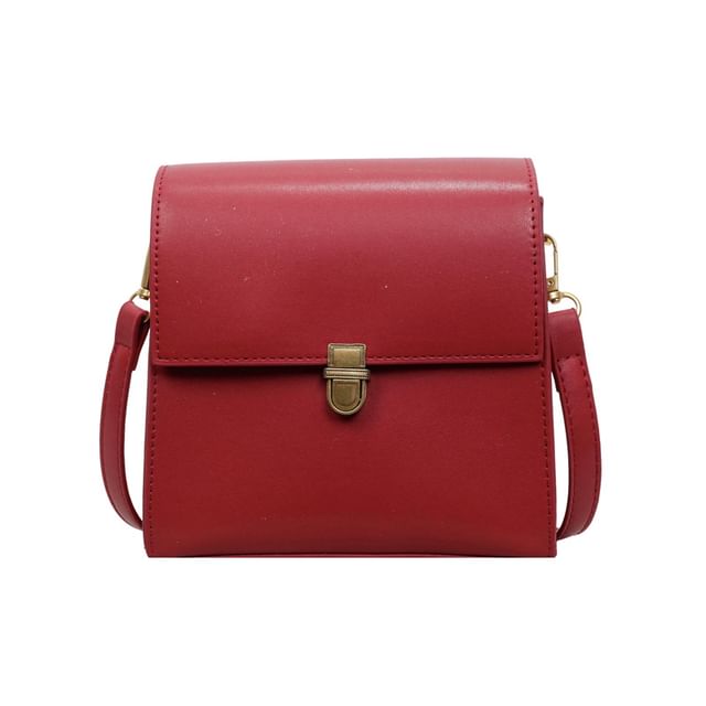 Plain Faux Leather Flap Crossbody Bag