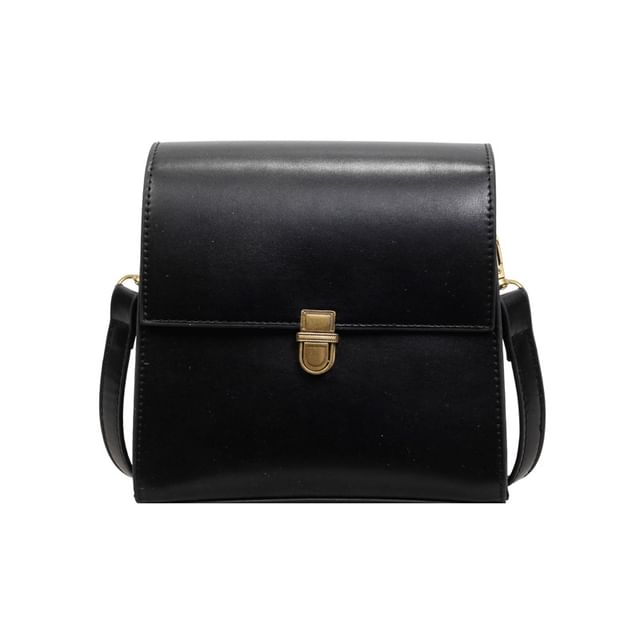 Plain Faux Leather Flap Crossbody Bag