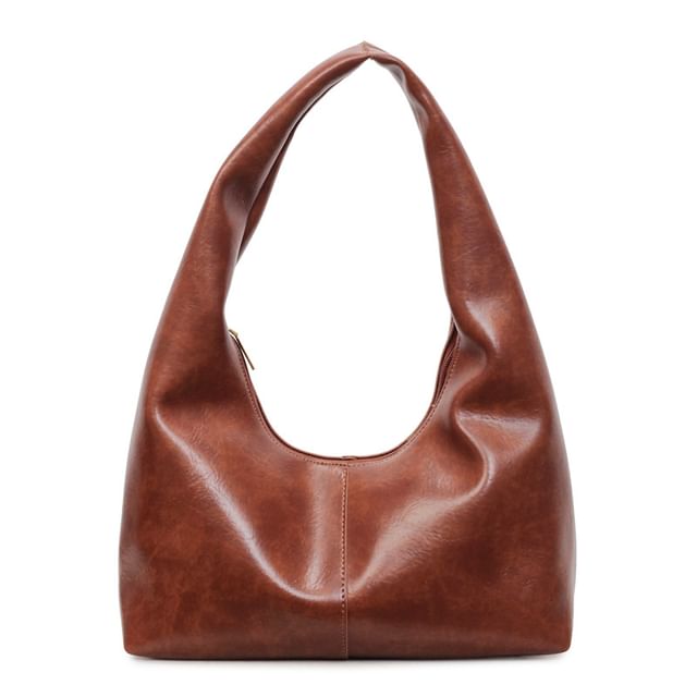 Plain Faux Leather Tote Bag