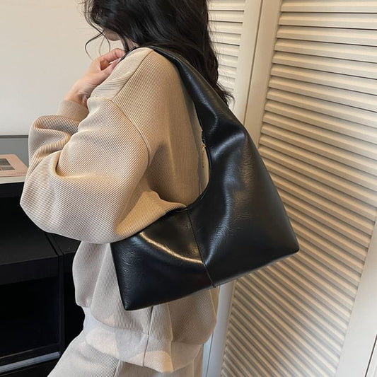 Plain Faux Leather Tote Bag