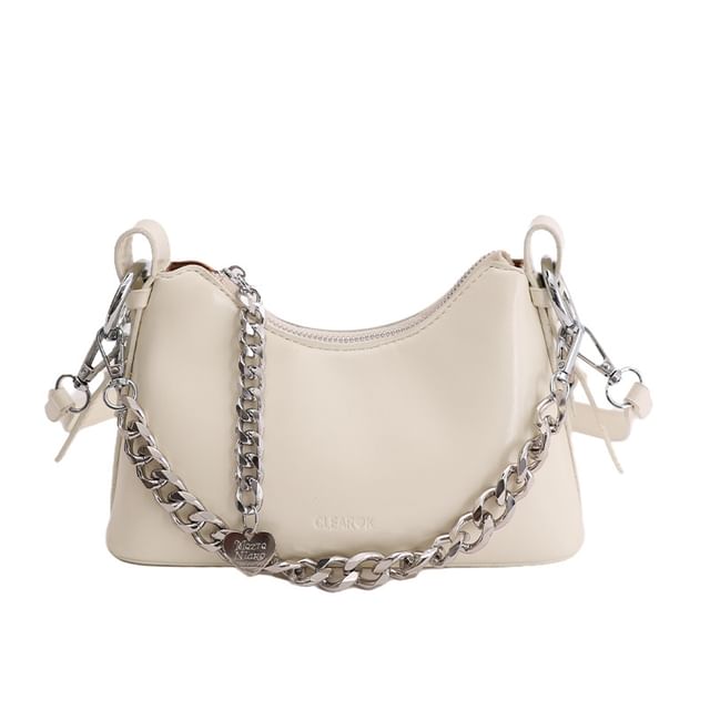 Chained Faux Leather Crossbody Bag