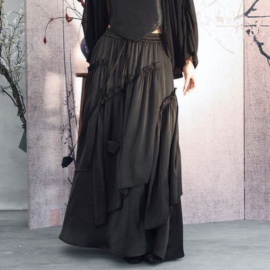 Asymmetrical Midi A-Line Skirt - Altfashion Shop