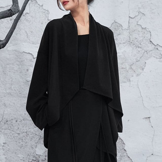 Asymmetrical Plain Open Front Cardigan