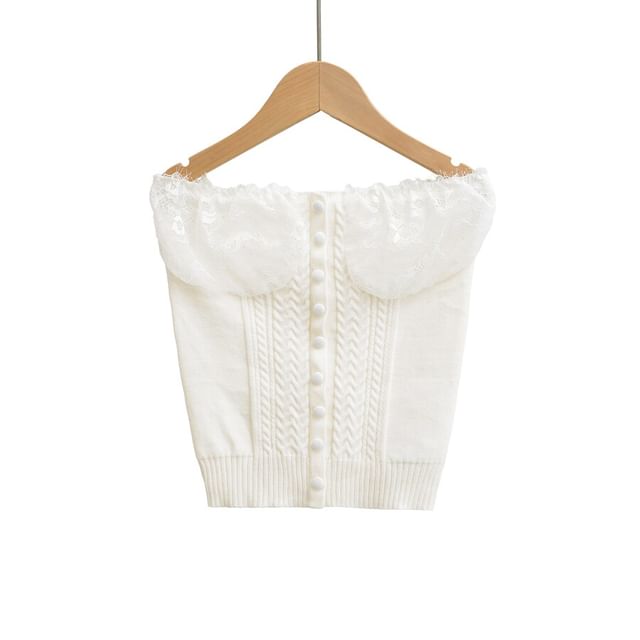 Strapless Plain Cable Knit Tube Top